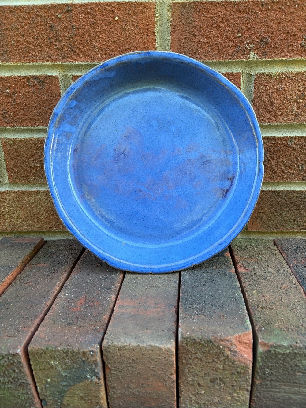 Hand Crafted Blue Ceramic Pie Plate